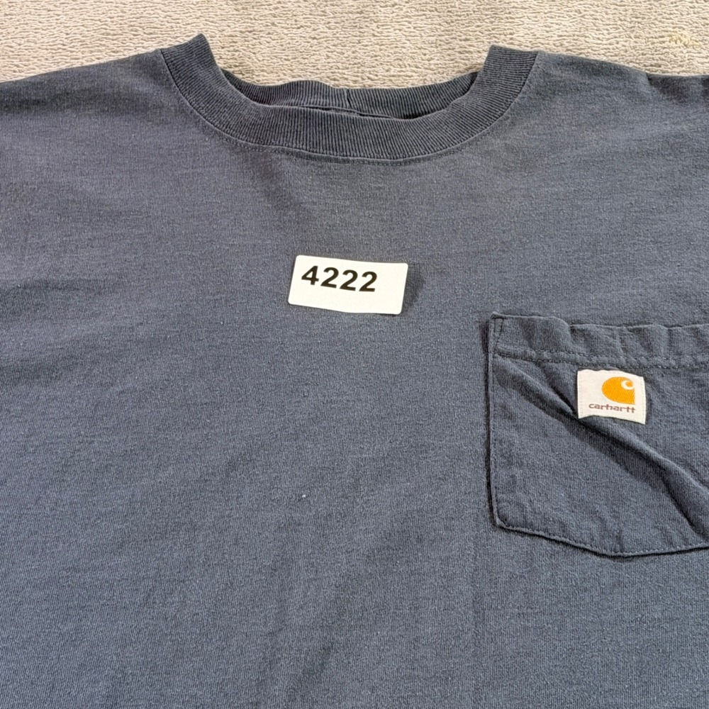 Carhartt K87 Pocket T-Shirt Mens 2XL Tall Blue Original Fit Heavyweight Cotton
